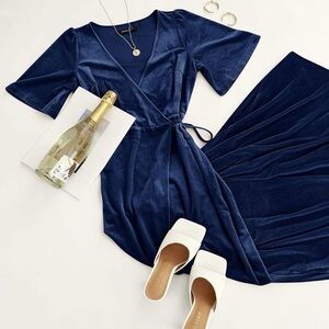 Velvet Wrap Maxi Dress